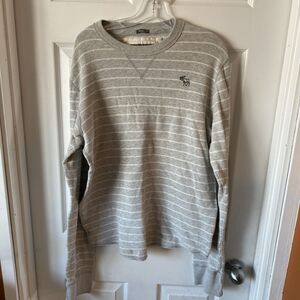 Abercrombie & Fitch Men’s XL Thermal Sweater Muscle Grey Striped Pullover